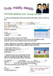 English Worksheet: Future Simple, Song by Savage Garden