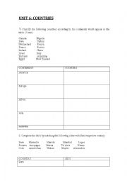 English Worksheet: countries