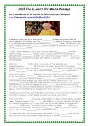English Worksheet: 2015 The Queens Christmas Message 