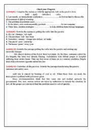 English Worksheet: passive voice and active voice