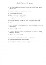 English Worksheet: English Plus end of year quiz