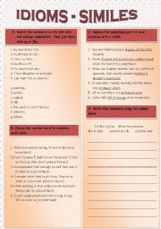 English Worksheet: Idioms - Similes