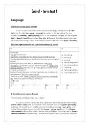 English Worksheet: full term test