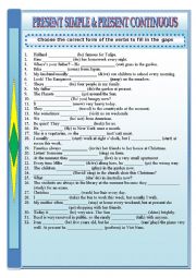 English Worksheet: Present simple & present continuous