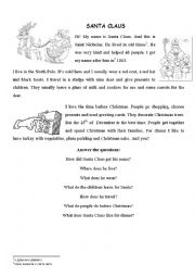 English Worksheet: Santa Claus - reading