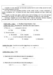 English Worksheet:    computer 