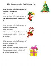 English Worksheet: What do you see under the Christmas tree