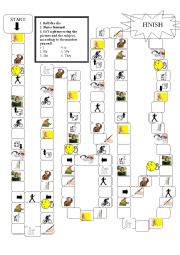 Present Tense Regular and Y->IES Verbs board game