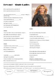 English Worksheet: Beyonc Single Ladies for Past Modal Verb