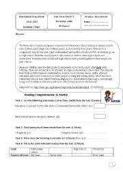 English Worksheet: Full- Term test 8th form