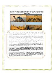 English Worksheet: READING: EXPLORING A DESERT