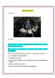 English Worksheet: READING: CAVING, VERY INTERESTING!