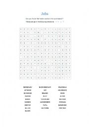 English Worksheet: Jobs wordsearch