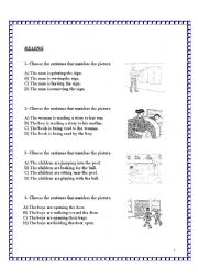 English Worksheet: Choose the sentence that matches the picture. 