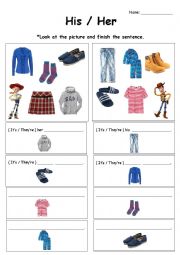 English Worksheet: His and Her