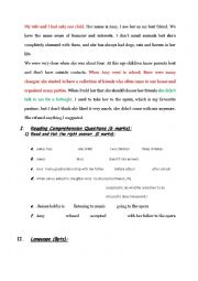 English Worksheet: 9th form test for dyslexia pupils