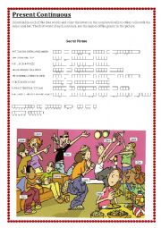 English Worksheet: Present Continuous - At the Party!!!