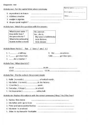 English Worksheet:  diagnostic test  for ( 2am )