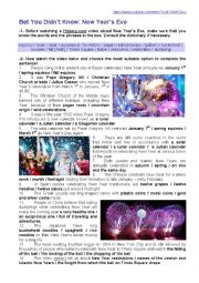 English Worksheet: Bet You Didnt Know: New Years Eve