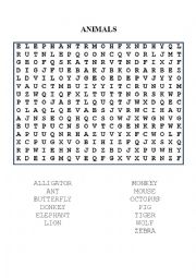 English Worksheet: WORDSEARCH 