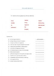 English Worksheet: Personality adjectives