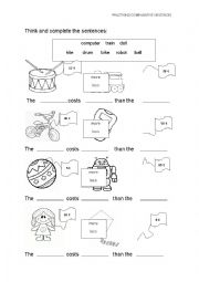 English Worksheet: COMPARATIVE SENTENCES TOYS