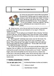 English Worksheet: 9th form end of term 1 test