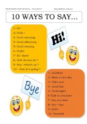 10 ways to say HI and BYE 