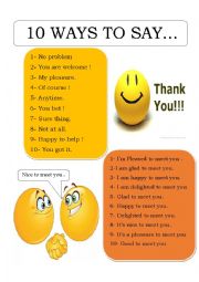 10 WAYS TO SAY THANK YOU AND NICE TO MEET YOY