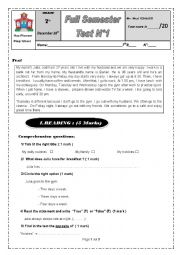 English Worksheet: Sfax Pioneer Prep School Full Semester 1 Test