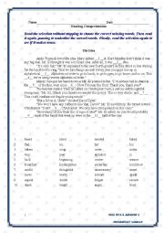 English Worksheet: comprehension