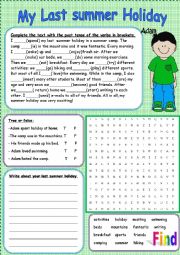 English Worksheet: My last summer holiday