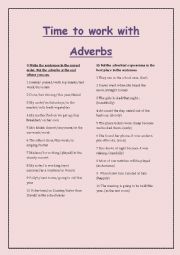 English Worksheet: Time to work with adverbs