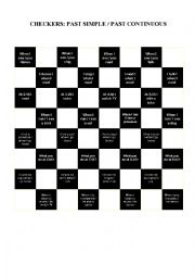 English Worksheet: Checkers - Simple Past / Past Continuous