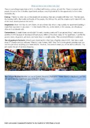 English Worksheet: What is it like to live in New York City?