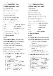 English Worksheet: future tense