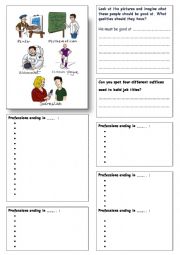 English Worksheet: jobs and qualities ( suffixes ) 