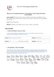 English Worksheet: Absolute Beginner English Lesson Plan - Introductions The Alphabet Colors goodbyes