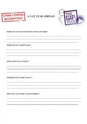 English Worksheet: A Gap Year Abroad