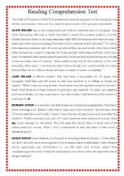 English Worksheet: Reading Comprehension test for baccalaureate students