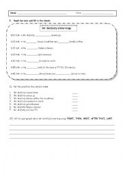 English Worksheet: Johns Daily Routine