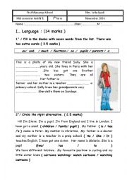 English Worksheet: TEST N1