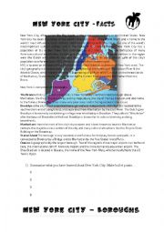 English Worksheet: New York City Facts and Boroughs