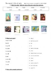 English Worksheet: The secret life of pets