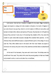English Worksheet: eighth form end  of term test