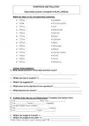English Worksheet: Inventions and pollutions