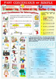 English Worksheet: Grammar Rules PAST CONTINUOUS vs PAST SIMPLE 2 + extra exercises