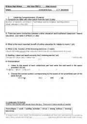 English Worksheet: 4th form mid-term test