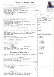English Worksheet: PRINCE EA - Man vs Earth  = Mans destruction of the planet - Activities + KEY