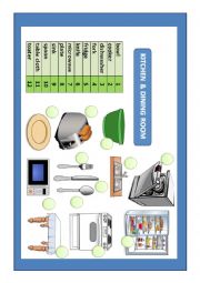 English Worksheet: Kitchen and dining room